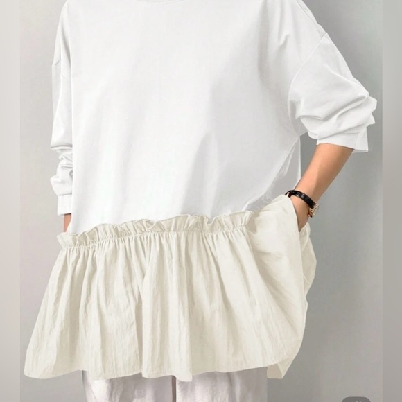 Cream colored smock top (please see photo for small flaw) - Picture 8 of 10